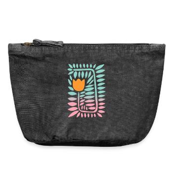 Gradient tulip - turquoise - Vintage Zip Pouch 18 x 21 cm - vintage black - Front