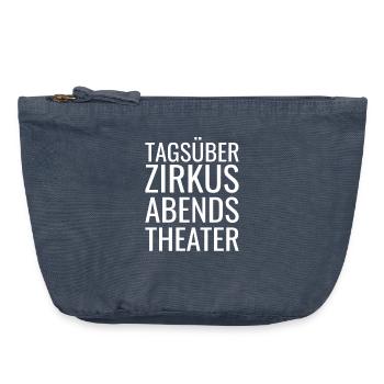 Cirque le jour, théâtre le soir - Pochette zippée vintage 18 x 21 cm - vintage bleu jeans - Devant