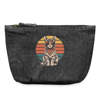 Cat Colorful - Vintage Zip Pouch 18 x 21 cm - vintage black - Front