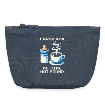Erreur 404 : Me-Time est manquant | Maman, Café, Vie Quotidienne - Pochette zippée vintage 18 x 21 cm - vintage bleu jeans - Devant