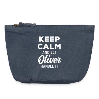 Keep Calm Let Oliver take care of it Funny saying - Vintage Zip Pouch 18 x 21 cm - vintage denim - Front