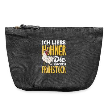 I love chickens – they poop breakfast - Vintage Zip Pouch 18 x 21 cm - vintage black - Front