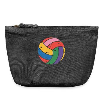 Volley-ball coloré pour les amateurs de sport - Pochette zippée vintage 18 x 21 cm - noir vintage - Devant