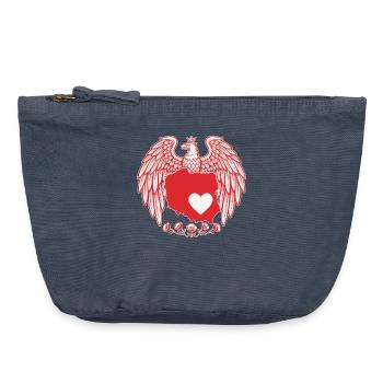 Conception de la carte du cœur de l’aigle polonais - Pochette zippée vintage 18 x 21 cm - vintage bleu jeans - Devant