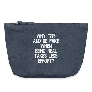 why try and be fake when being real takes less - Pochette zippée vintage 18 x 21 cm - vintage bleu jeans - Devant