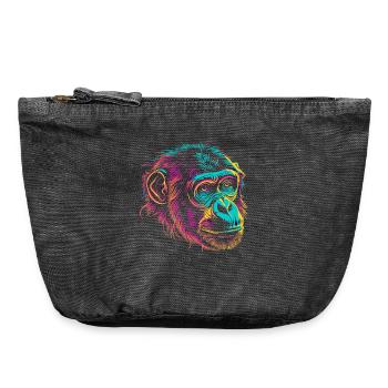 Néon Singe Portrait Couleur Explosion - Pochette zippée vintage 18 x 21 cm - noir vintage - Devant