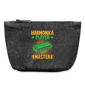 Funny Harmonica Player Master Harmonica - Vintage Reißverschluss-Täschchen (18 x 21 cm) - Vintage Schwarz - Vorne