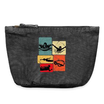 Motif de silhouettes de chars vintage - Pochette zippée vintage 18 x 21 cm - noir vintage - Devant