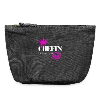 Chefin des Grauens – Witziger Frauen Spruch - Pochette zippée vintage 18 x 21 cm - noir vintage - Devant
