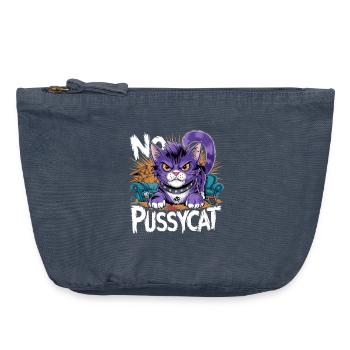 Pas de chat rebelle Chat Combattant - Pochette zippée vintage 18 x 21 cm - vintage bleu jeans - Devant