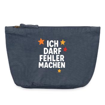 I am allowed to make mistakes, courage to learn - Vintage Zip Pouch 18 x 21 cm - vintage denim - Front