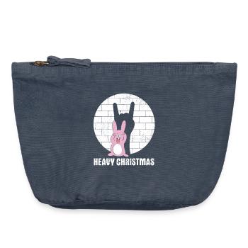 Noël intense | Drôle de lapin métallique - Pochette zippée vintage 18 x 21 cm - vintage bleu jeans - Devant