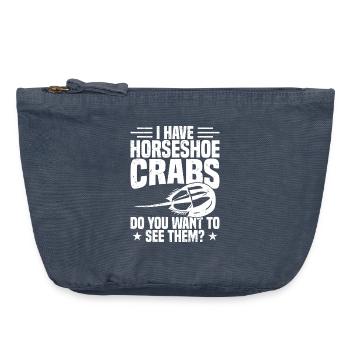 Peluche de crabe fer à cheval chélicérate - Pochette zippée vintage 18 x 21 cm - vintage bleu jeans - Devant