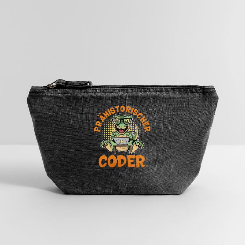 Coding PREHISTORIC CODER Fun Vintage Zip Pouch 18 x 21 cm