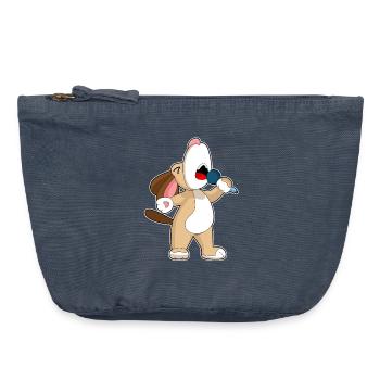 Chanteur de chien Chant au micro - Pochette zippée vintage 18 x 21 cm - vintage bleu jeans - Devant