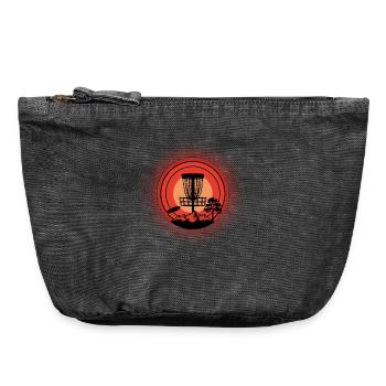Disc Golf Basket Sunset Flying Disc Mountain Szene - Vintage Reißverschluss-Täschchen (18 x 21 cm) - Vintage Schwarz - Vorne