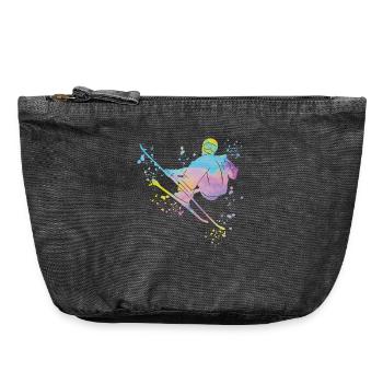 Ski alpin Sports d’hiver Ski nordique - Pochette zippée vintage 18 x 21 cm - noir vintage - Devant