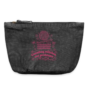 Compter les mailles, pas de problèmes, fil de vie au crochet - Pochette zippée vintage 18 x 21 cm - noir vintage - Devant