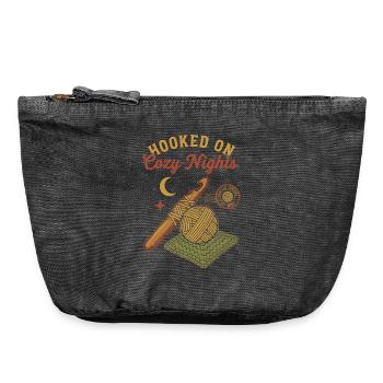 Accro aux nuits douillettes Amant du crochet Drôle - Pochette zippée vintage 18 x 21 cm - noir vintage - Devant