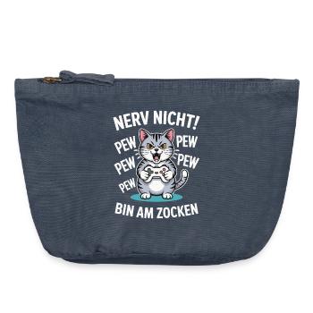 Nerv nicht bin am Zocken Gamer Katze Design - Vintage Reißverschluss-Täschchen (18 x 21 cm) - Vintage Denim - Vorne