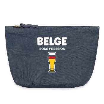Belge Sous Pression Verre Bière - Pochette zippée vintage 18 x 21 cm - vintage bleu jeans - Devant