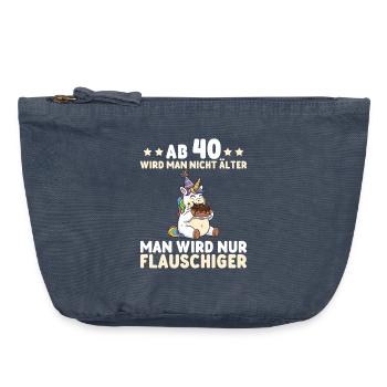 40th Birthday Unicorn – You Only Get Fluffier - Vintage Zip Pouch 18 x 21 cm - vintage denim - Front