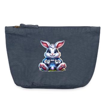 Osterhase Gaming Gamer - Vintage Reißverschluss-Täschchen (18 x 21 cm) - Vintage Denim - Vorne