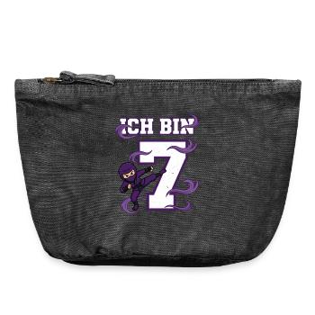 Ich bin 7 Ninja 7. Geburtstag Lila Karate - Vintage Zip Pouch 18 x 21 cm - vintage black - Front