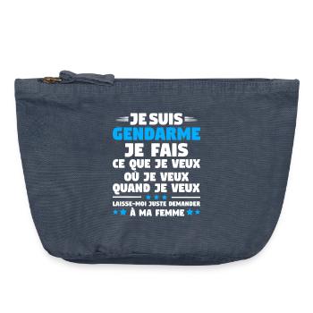Humor Gendarme Couple Husband Gendarmerie - Vintage Zip Pouch 18 x 21 cm - vintage denim - Front