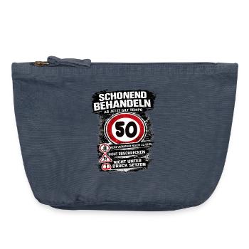Treat Gently Traffic Sign 50 Birthday - Vintage Zip Pouch 18 x 21 cm - vintage denim - Front