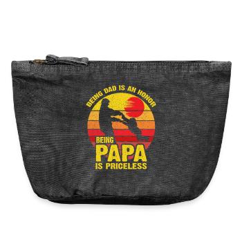 Papa Pride: Unbezahlbare Papa-Momente - Vintage Reißverschluss-Täschchen (18 x 21 cm) - Vintage Schwarz - Vorne