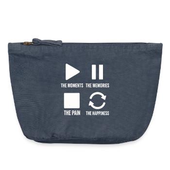 Mindfulness, Moments, Memories, Happiness - Vintage Zip Pouch 18 x 21 cm - vintage denim - Front