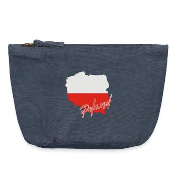 Poland flag map, I love Poland - Vintage Zip Pouch 18 x 21 cm - vintage denim - Front