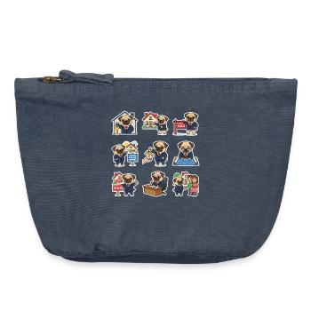 Courtier Douce Agence Immobilière Amoureuse de Chiens - Pochette zippée vintage 18 x 21 cm - vintage bleu jeans - Devant