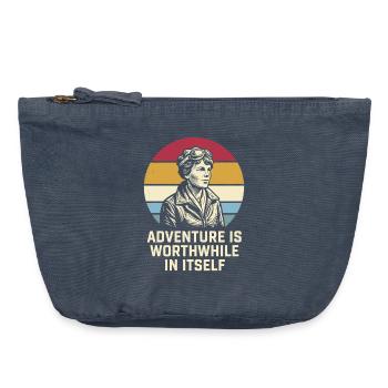 Amelia Earhart Das Abenteuer ist lohnenswert - Vintage Reißverschluss-Täschchen (18 x 21 cm) - Vintage Denim - Vorne
