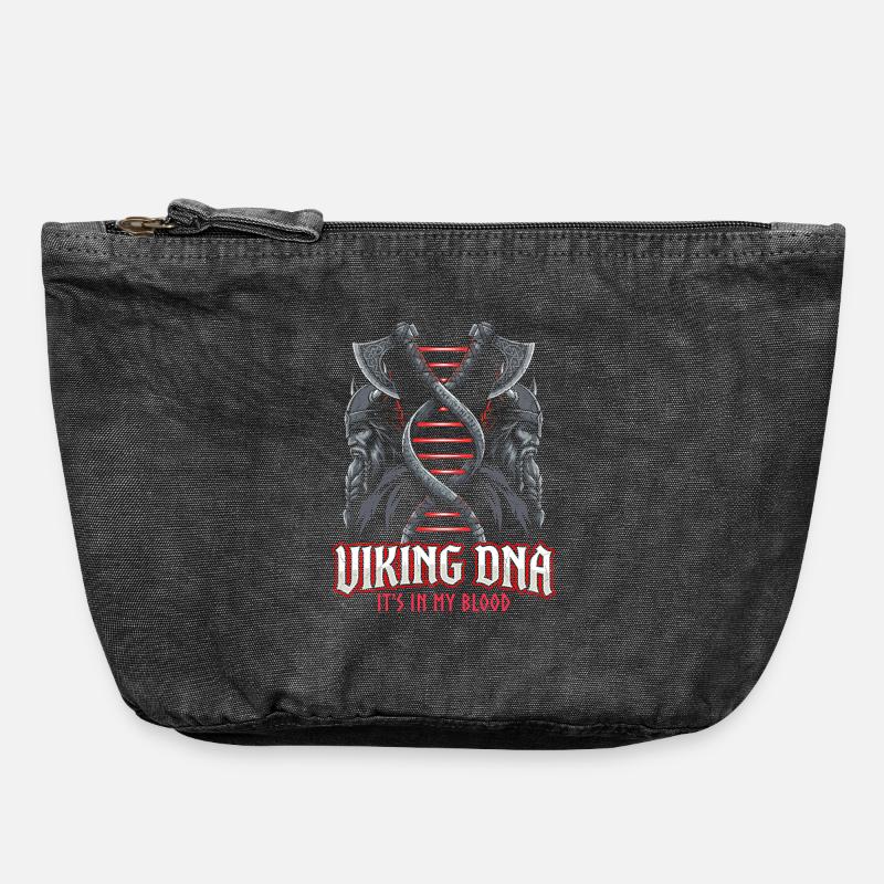 Symbole de hache à ADN viking – C’est dans le sang - Pochette zippée vintage 18 x 21 cm - noir vintage
