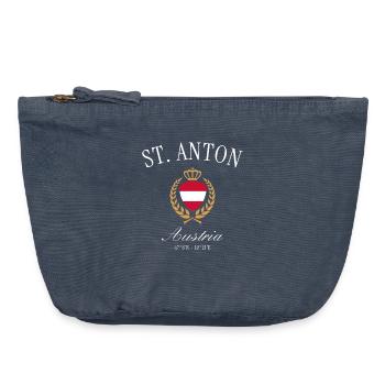 St. Anton am Arlberg Österreich – Reise Souvenir - Vintage Reißverschluss-Täschchen (18 x 21 cm) - Vintage Denim - Vorne
