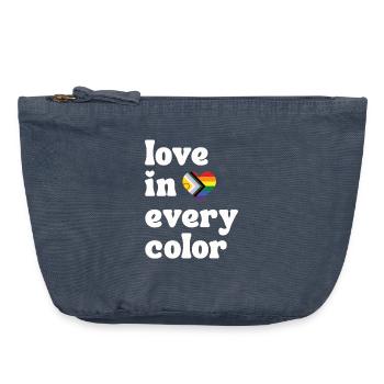 Love in every Color Pride LGBTQIA Regenbogen Herz - Vintage Reißverschluss-Täschchen (18 x 21 cm) - Vintage Denim - Vorne