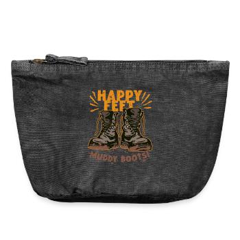 Wandertag Wandern Happy Feet Muddy Boots - Vintage Reißverschluss-Täschchen (18 x 21 cm) - Vintage Schwarz - Vorne