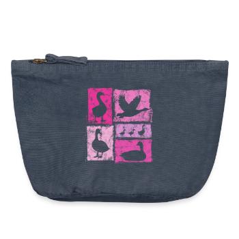Gänse Silhoetten Retro-Grafik Frauen Und Mädchen - Vintage Reißverschluss-Täschchen (18 x 21 cm) - Vintage Denim - Vorne