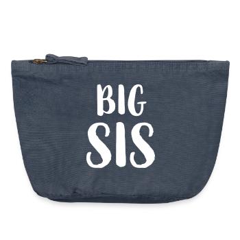 big sis Schwester Geschwister Familie Geschenk - Vintage Reißverschluss-Täschchen (18 x 21 cm) - Vintage Denim - Vorne