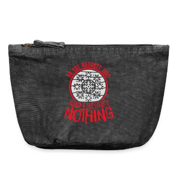 Sur la liste des vilains et ne regrette rien XMas Spruch - Pochette zippée vintage 18 x 21 cm - noir vintage - Devant