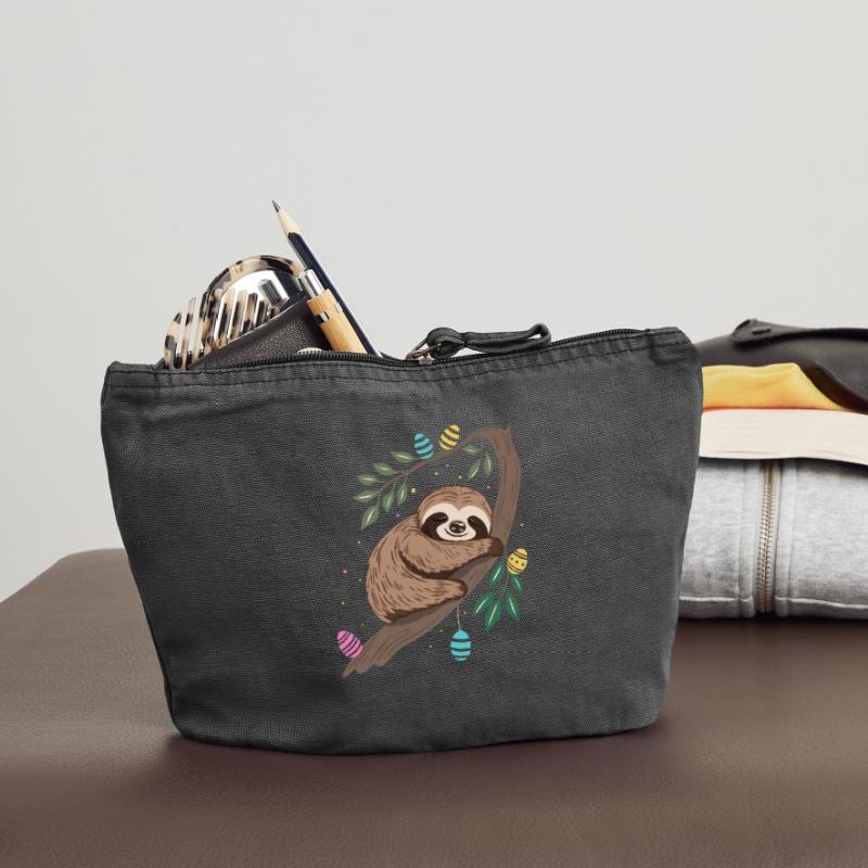 Easter Sloth with Easter Eggs Vintage Zip Pouch 18 x 21 cm