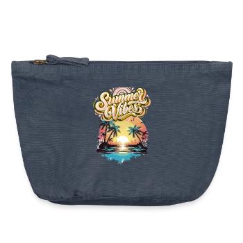 Summer Mood Palm Trees Sunset - Vintage Zip Pouch 18 x 21 cm - vintage denim - Front