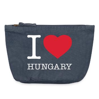 I LOVE HUNGARY Ungarn - Vintage Reißverschluss-Täschchen (18 x 21 cm) - Vintage Denim - Vorne