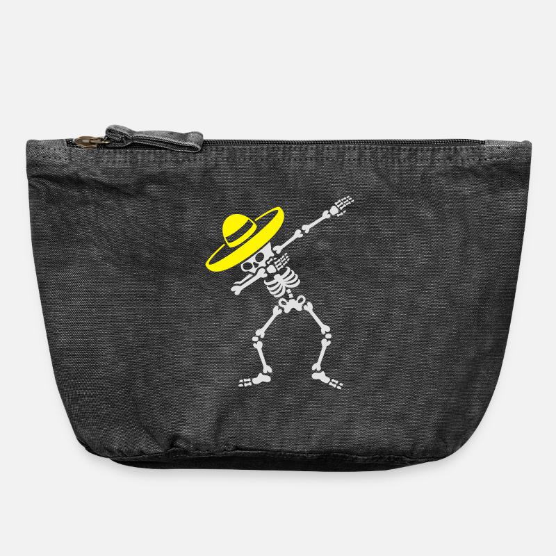 Dab Dabbing skeleton Sombrero Día de Muertos - Vintage Zip Pouch 18 x 21 cm - vintage black