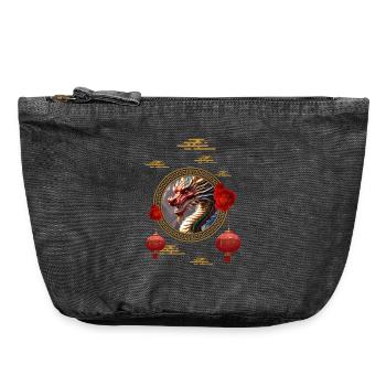 Frohes neues Jahr des chinesischen Drachen - Vintage Reißverschluss-Täschchen (18 x 21 cm) - Vintage Schwarz - Vorne