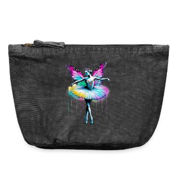 Ballerina mit Schmetterlingsflügeln, Schmetterlingen, Tutu - Vintage Reißverschluss-Täschchen (18 x 21 cm) - Vintage Schwarz - Vorne