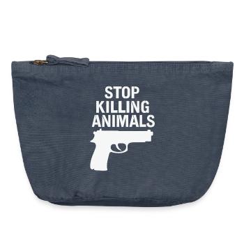 Stop Animal Murder – Statement Shirt - Vintage Zip Pouch 18 x 21 cm - vintage denim - Front