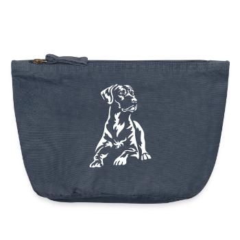Rhodesian Ridgeback « Black Edition » - Pochette zippée vintage 18 x 21 cm - vintage bleu jeans - Devant